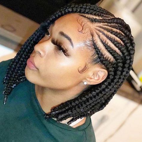 22 Inspiring Bob Braids Hairstyles | StylesRant Braids Bob Style, Short Bob Braids, Cornrows With Box Braids, Box Braids Bob, Tan Skin Blonde Hair, Short Box, Bob Braids Hairstyles, Short Box Braids Hairstyles, Braided Hairstyles For Black Women Cornrows