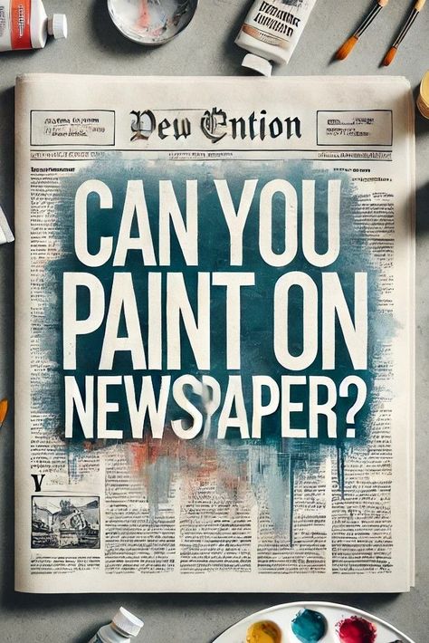 A creative setup showing a newspaper with paint splatters, offering insights on how to paint on newspaper as a unique art surface. Painting On Different Surfaces, Painting With Newspaper, Newspaper Collage Art Ideas, Painting Over Newspaper, Painting On Newspaper, Painting On Newspaper Ideas, Newspaper On Canvas Art, Using Newspaper In Art, Canvas Newspaper Art