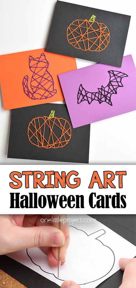 Halloween String Art, Halloween Art Projects, Hallowen Ideas, Halloween Kunst, October Crafts, Halloween Arts And Crafts, Halloween Templates, String Art Diy, Halloween Craft