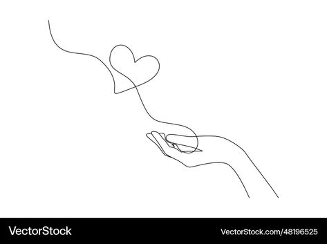 Hands Holding Heart Drawing, Drawing Of Hands Holding, Drawing Of Hands, One Continuous Line Drawing, Concept Of Love, Hands Holding Heart, Doodle Vector, Holding Heart, Continuous Line Drawing