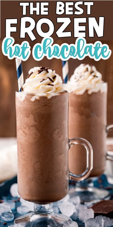 Easy Frozen Hot Chocolate, Frozen Chocolate Drink, Frozen Hot Chocolate Recipe Easy, Frozen Desserts Easy, Hot Chocolate Shake, Hot Chocolate Milkshake, Cold Hot Chocolate, Chocolate Milkshake Recipe, Iced Hot Chocolate