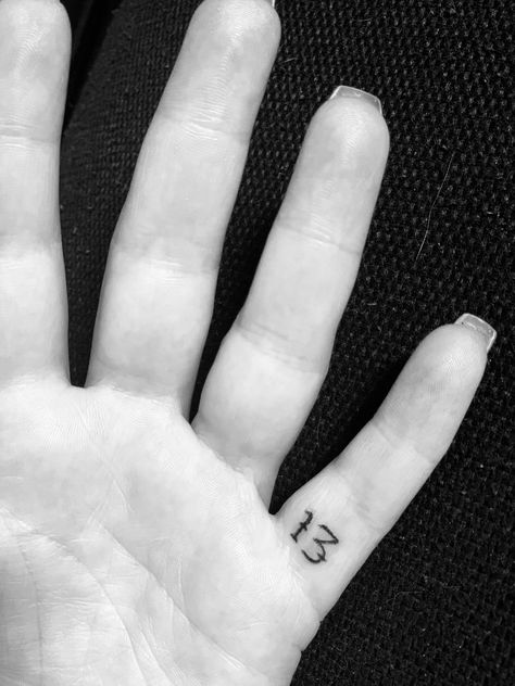 Friday the 13th finger tattoo 13 Finger Tattoo, Friday The 13th Tattoo, 13 Tattoos, Finger Tattoo, Small Hand Tattoos, Friday The 13th, Finger Tattoos, Jesus Fish Tattoo, Hand Tattoos