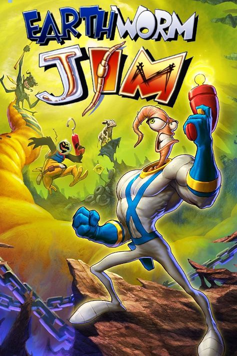 Earth Worm, Earthworm Jim, Retro Gaming Art, Sega Games, Morning Cartoon, Game Codes, 90s Cartoons, Earthworms, Retro Video Games