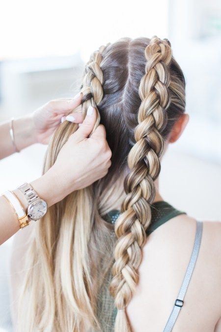 Master these Double Dutch braids in 3 steps & less than 5 minutes today on LaurenKelp.com Dutch Braids Short Hair, Reverse French Braids, Dutch Pigtail Braids, Dutch Braid Tutorial, Easy Bun Hairstyles For Long Hair, Braids Step By Step, Reverse French, Double Dutch Braid, Dutch Braid Hairstyles