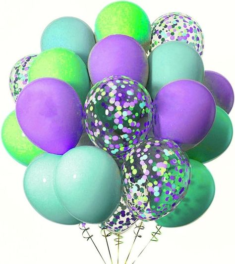 Amazon.com: Blue Purple Green Balloons,Blue Purple and Green Confetti Balloon Monsters Inc Balloons for Monster Favor Theme Birthday Party,12 Inch,Pack of 50 : Home & Kitchen Monsters Inc Baby Shower Ideas, Monsters Inc Birthday Party Ideas, Monsters Inc Girl, Monster Ink, Monsters Inc Baby Shower, Monsters Inc Baby, Balloons Blue, Green Confetti, First Birthday Balloons