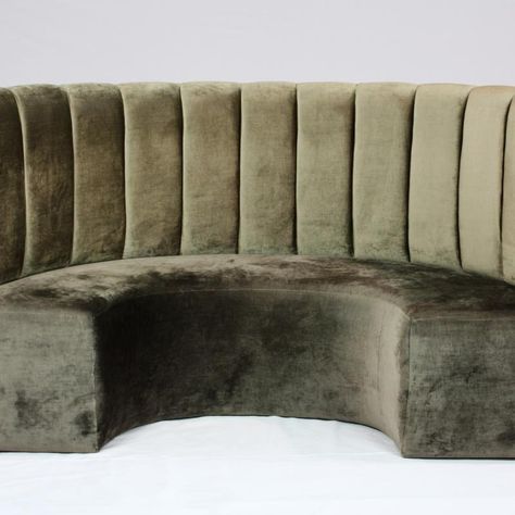 BANQUETTE CURVED PEWTER VELVET | DC Rental Rounded Banquette, Round Banquette Seating, Curved Banquette Seating, Curved Banquette, Banquette Seating, Chesterfield Chair, Banquette, Accent Chairs, Ottoman