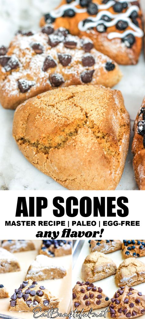 Grain Free Scones, Aip Blueberry Muffins, Aip Blueberry Recipes, Paleo Breakfast No Eggs, Aip Scones, Aip Muffins, Almond Flour Scones, Egg Free Paleo, Nuts Breakfast