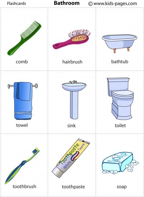 Bathroom flashcard  http://www.kids-pages.com/folders/flashcards/Bathroom/Bathroom.pdf Oppgaver For Barn, Materi Bahasa Inggris, Bahasa Melayu, Learning English For Kids, Flashcards For Kids, English Vocab, Kids English, Aktivitas Montessori, English Language Teaching