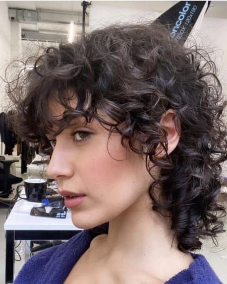 Short Hair Curly Wolfcut, Wolfcut Hair Curly Hair Short, Short Curly Perms For Women, Wolfcut Mullet Curly Hair, Very Short Mullet Curly Hair, Curly Haircut Wolfcut, Shullet Hairstyles Short Curly, Super Short Hair Curly, Short Curly Haircuts Mullet