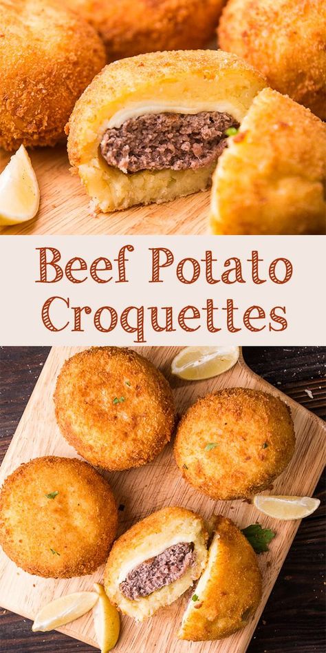 Fried Potato Patties, Beef Patties Recipes, Croquettes Recipe, Potato Croquettes, Fried Potato, Ground Beef And Potatoes, Potato Patties, Mince Recipes, Beef And Potatoes