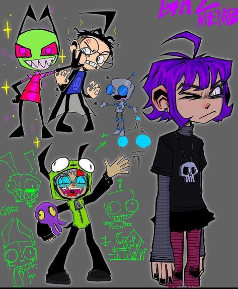 Invader Zim Fanart, Zim Fanart, Invader Zim Characters, Crying Face, Scene Core, Scene Drawing, Emo Art, Lgbt Art, Scene Art