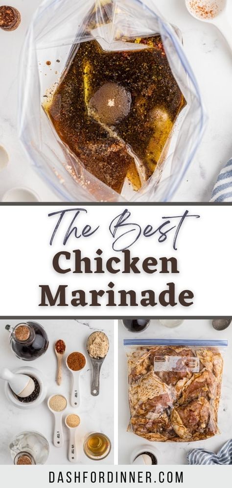 This easy chicken marinade is perfect for all cuts and all cooking methods. Whether you're grilling, baking, or air frying, this marinade for chicken is ready for the job! Perfect for chicken breasts, thighs, tenders, or even other proteins like salmon, pork, and steak. Good Chicken Marinade For Grilling, Grilled Chicken Quick Marinade, Quick And Easy Chicken Marinades, Chicken Tenderizer Marinade, Home Made Marinade For Chicken, Thanksgiving Chicken Marinade, Good Marinade For Chicken, Chicken Marinade Worcestershire Sauce, Firemans Chicken Marinade