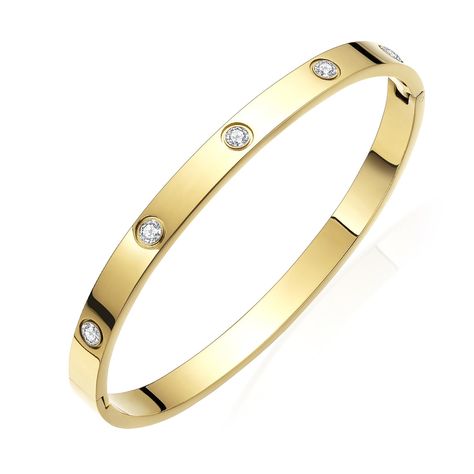 PRICES MAY VARY. ELEGANT AND CUTE BANGLES: Small size diameter 58mm, more suitable for women/girl’s wrist circumference: 14.5cm-17.5cm. STURDY AND STYLE: Love bracelet made of high quality stainless steel, it’s very sturdy and style, and good for sensitive skin. NOT EASY TO TARNISHED: gold Vacuum Plated, will not fade easily, color will lasted for a long time for your everyday wear. EASY TO USE: Bangle with hidden clasp just need you apply slight force while moving upwards and downwards from the Gold Bangle Bracelet For Women, Everyday Bracelets, Tarnished Gold, Everyday Bracelet, Stainless Steel Bangles, Minimalist Bracelet, Love Charms, Gold Bangle Bracelet, Gold Plated Bracelets