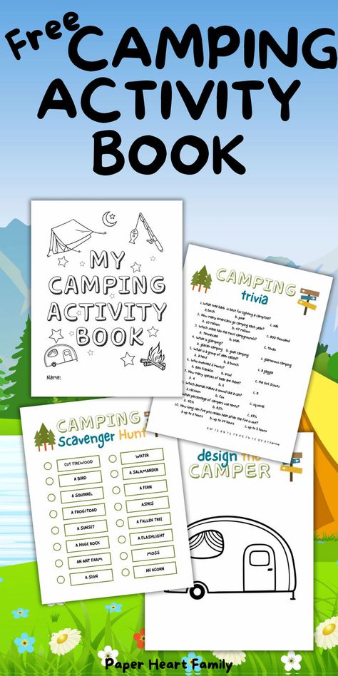 Looking for camping activities for kids? This free printable camping activity book is so fun for summer or a rainy day! You can also use it in the car on the way to your family camping trip. Camping Printables Free For Kids, Theme Reading Activities, Kids Camping Activities, Activies For Kids, Summer Art Activities, Camping Activity, Chalk Activities, Memorial Day Activities, Nature Activity