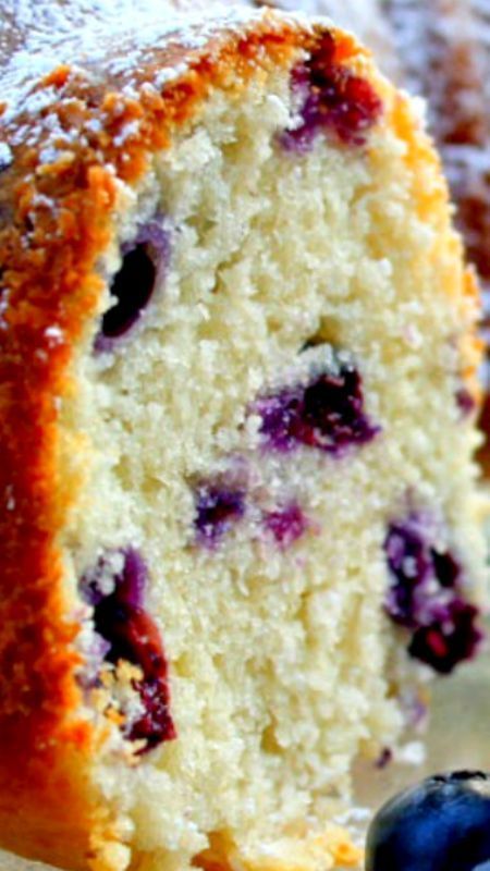 Blueberry Sour Cream Cake ~ It tastes as yummy as it looks.. Always comes out moist and yummy! Sour Cream Blueberry Cake Recipe, Blueberry Sour Cream Cake Recipes, Lemon Blueberry Sour Cream Cake, Blueberry Bundt Cake Recipes Sour Cream, Jewish Blueberry Sour Cream Bundt Cake, Sour Cream Blueberry Bread, Blueberry Lemon Loaf Sour Cream, Lemon Blueberry Bread Sour Cream, Sour Cream Cake Mix Recipe