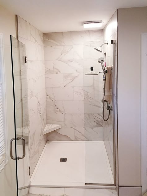 tile Shower Aesthetic Ideas, Tile Ready Shower Pan, Walking Shower, Custom Shower Pan, Granite Shower, Onyx Shower, Shower Aesthetic, Shower Pan Tile, Aesthetic Bath