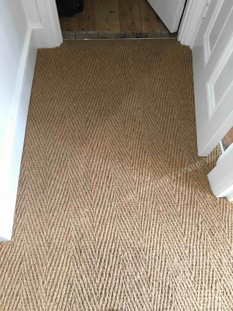 Fitting of coir herringbone carpet 8m2 full preparation and fitting of 4x door bars #Fitting #Carpet #Coirherringbone #London #SW46AA Coir Stair Carpet, Coir Carpet Living Room, Full Carpet Bedroom, Herringbone Carpet Living Room, Carpet To Wood Transition, Herringbone Carpet Bedroom, Full Room Carpet, Coir Carpet, Cottage Carpet