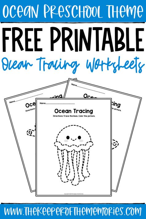 Practice fine motor skills while learning about the ocean with your preschoolers and kindergartners using these Free Printable Ocean Tracing Worksheets. Grab your no-prep printable preschool worksheets today! #ocean #tracing #coloring #preschool #kindergarten Animal Writing Activities, Ocean Activities Preschool, Coloring Preschool, Ocean Lesson Plans, Ocean Theme Preschool, Tracing Worksheets Free, Thanksgiving Worksheets, Fish Activities, Kindergarten Worksheets Free Printables