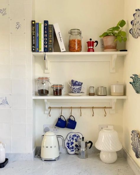 Tea Nook In Kitchen, Tea Nook, Apartment Makeover, Chimney Breast, Apartment Decor Inspiration, Design Challenge, Apartment Kitchen, Apartment Inspiration, Old Buildings