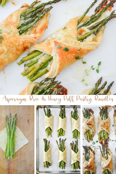 Beautiful and scrumptious ASPARAGUS, BRIE AND HONEY WRAPPED IN PUFF PASTRY! So easy and a real showstopper! Perfect for a side dish or appetizer, or breakfast! This is a must try recipe! #stonegableblog #recipe #springrecipe #asparagusrecipe #easyasparagusrecipe #puffpastryrecipe #springpuffpastryreicpe #asparaguspuffpastry recipe #recipes #springrecipes #deliciousrecipes #onthemenu #easysidedish #sidedishmenu #appetizer #appetizerrecipe #breakfast #stonegable Dinner Ideas Appetizers, Progressive Dinner Ideas, Brie And Honey, Puff Pastry Bundles, Asparagus Side Dish, Easy Asparagus, Easy Asparagus Recipes, Best Asparagus Recipe, Brie Puff Pastry