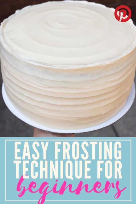 Textured Frosting Cake, Swirl Frosting Cake, White Icing Cake Decoration, Easy Cake Icing Ideas, Ribbon Icing Technique, Easy Cake Frosting Techniques, Swirl Icing Cake Frosting Techniques, How To Make Swirls On Cake, Icing Techniques For Cakes