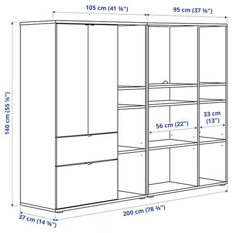 VIHALS Storage combination, white, 783/4x145/8x551/8" - IKEA Partition Door, Renewable Sources, Plastic Edging, Organization Furniture, Standing Shelves, Custom Home Designs, Furniture Styles, Drawer Fronts, Ikea Hack