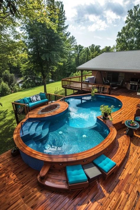 Budget-Friendly Above Ground Pool Deck Ideas Piscina Container, Dream Backyard Pool, Best Above Ground Pool, Outdoor Pool Area, Above Ground Pool Decks, Above Ground Pool Ideas, Ground Pool Ideas, Above Ground Pools, Above Ground Swimming Pools