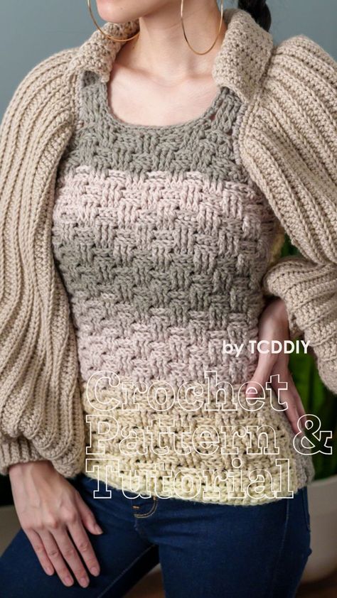 Crochet Balloon Sleeve, Crochet Balloon, Sweater With Collar, Sweater Tutorial, Baby Cardigan Pattern, Balloon Sleeve Sweater, Crochet Baby Cardigan, Modern Crochet Patterns, Photo Pattern