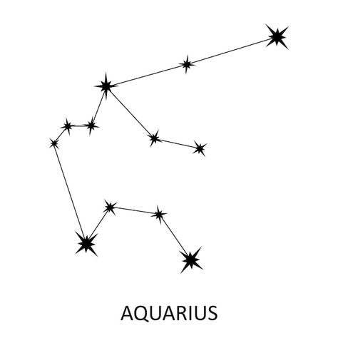 Aquarius Star Sign Tattoo, Aquarius Drawing Ideas, Aquarius Tattoo Stars, Aquarius Aesthetic Tattoo, Aquarius Star Tattoo, Aquarius Star Constellation Tattoo, Aquarius Tattoo Constellation, Horoscope Drawings, Constellations Drawing