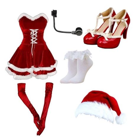 Kpop Stage Outfits Christmas, Christmas Outfits Polyvore, Kpop Red Stage Outfits, Christmas Kpop Outfit, Red Christmas Outfit Aesthetic, Christmas Stage Outfit, Kpop Christmas Outfit, Christmas Performance Outfit, Red Stage Outfits