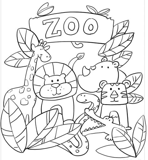 Zoo Animals Preschool, Zoo Coloring Pages, Race Car Coloring Pages, Zoo Animal Coloring Pages, Zoo Art, Animals Coloring Pages, Preschool Coloring Pages, Cars Coloring Pages, Animals Coloring