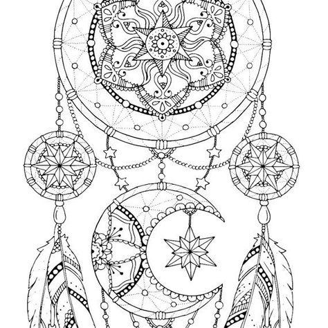 Dream Catcher Coloring Pages, Dream Catcher Print, Coloring Pages Adult, Dream Catcher Art, Adult Colouring Printables, Coloring Page For Adults, Art Projects For Adults, Pola Bordir, Projects For Adults