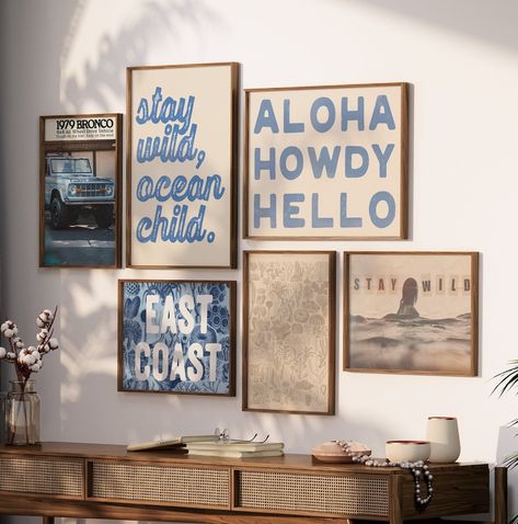 Coastal Grandmother Wall Art, Coastal Cowgirl Living Room Decor, Coastal Photo Wall, Coastal Grandma Wall Art, Beachy Western Aesthetic, Coastal Cowgirl House Decor, Anthropology Aesthetic Home, Costal Cowgirl Home, Costal Granddaughter Dorm