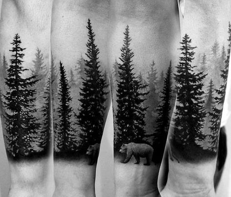 Tree Line Tattoo, Forest Tattoo Sleeve, Natur Tattoo Arm, Pine Tattoo, Tree Sleeve Tattoo, Tree Sleeve, Forest Tattoo, Nature Tattoo Sleeve, Pine Tree Tattoo