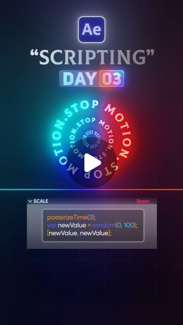 Motion Flix on Instagram: "🇩 🇦 🇾 0⃣3⃣  Adobe After Effect Scripting Series   For more AE tips and tricks, follow me and turn on post notifications! ➡️ @motionflix94  Share on your story 📲, leave a comment 💬, and make sure to save it! 🌟✨  #aftereffects #tutorial #scripting #expressions #howtouse #aetips #aftereffectcourse #motiondesign #animation #aftereffectstutorial #dailytips #motionflix" After Effects Motion Graphics Ideas, Aftereffects Tutorial, Adobe After Effects Tutorials, Graphics Tutorial, Ux App Design, Motion Graphics Tutorial, After Effect, After Effect Tutorial, Motion Design Animation