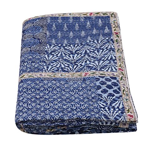 Indigo Handmade Blue Bedspread Indian Kantha Quilts Twin Reversible Hand Quilted Kantha Bed Quilts Bohemian Comforter Gudri Decor #BohemianQuilt #PatchworkQuilt #ThrowBlanket #IndigoQuilt #BeddingQuilt #BedspreadQuilt #HippieQuilt #BohoQuilt #KanthaQuilt #HandmadeQuilt Kantha Quilt Bedroom, Blue Kantha Quilt, Blue Bedspread, Indigo Quilt, Kantha Throw Blanket, Decorative Throws Blanket, Bohemian Bedding, Indian Quilt, Quilted Throw Blanket