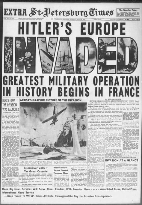 Headlines from a United States newspaper about the Normandy Landings on D-Day, 1944 - Newspapers.com English Newspaper Articles, Ww2 Aesthetic, Normandy Ww2, History Newspaper, Normandy Landings, English Newspaper, Ww2 Posters, Newspaper Front Pages, English Newspapers