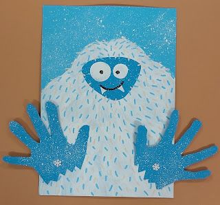 Amiscol: Activités artistiques sur le Yéti Winter Themed Art Projects For Kids, Winter Crafts For Toddlers, January Art, Saint Patricks Day Art, Christmas Art For Kids, Kids Art Studio, Winter Art Lesson, School Kids Crafts, Winter Art Projects