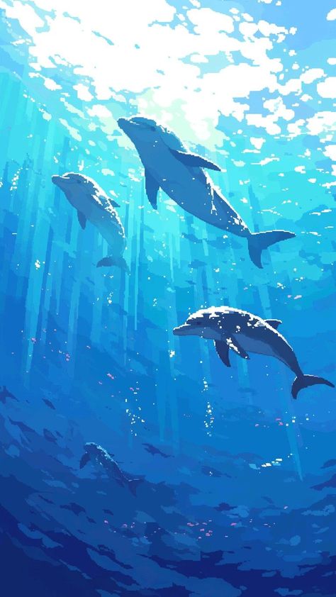 pixel art wallpapers Ocean Aesthetic Artwork, Aquarium Phone Wallpaper, Under Water Digital Art, Turtle Digital Art, Sea Background Drawing, Blue Backgrounds Aesthetic, Underwater Aesthetic Wallpaper, Blue Phone Backgrounds, Fantasy Ocean Art