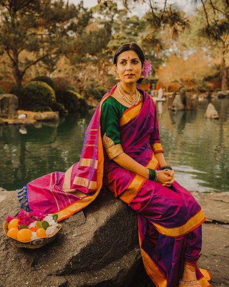 Nalli Silks posted on Instagram: “Swapna looks luminous in our nine yards Kanchipuram silk saree which strikingly resembles the one…” • See all of @nallisilksarees's photos and videos on their profile. Raja Ravi Varma Paintings Woman, Nine Yards Saree, Saree Photo Ideas, Dhoni Portrait, Temple Saree, Mom Core, Sketching References, Saree Shoot, Nalli Silk Sarees