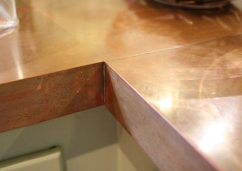 Copper Countertops, Copper Counter, Diy Counter, Dark Brown Cabinets, Kitchen Countertop Options, Diy Copper, Cheap Countertops, Kitchen Counter Top, Countertop Options