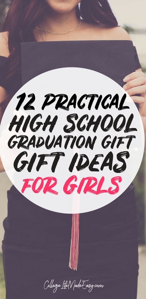 High School Graduation Gift Ideas that are great for girls or for daughters. These ideas are practical and creative. Grads will love getting these gifts! #giftguide #graduationgift #graduated via @esycollegelife What To Give For Graduation Gift, Graduated Gift Ideas, Diy High School Graduation Gift Baskets, Gifts For Grads High Schools, Graduation High School Gift Ideas, Gifts For Graduation High Schools, Class Of 2023 Gift Ideas, Graduation Baskets High School, Gift Basket Ideas Graduation