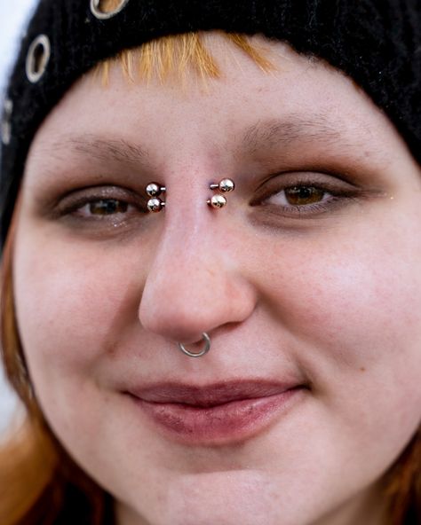 HAD TO DO A DOUBLE TAKE ON THIS BRIDGE PIERCING 👀🔥  BRIDGE PIERCING BY @mimzystabz  Soho, Union Square, and Williamsburg  11AM-9PM 7 DAYS A/W🕘 WALK-INZ OR BOOK ONLINE..📕 TATTOOS & PIERCINGS, NO ATTITUDE, NO MISERABLE HOOPS TO JUMP THROUGH....🚫  WALK-INZ WELCOME OR BOOK ONLINE AT  ⚔️livebytheswordtattoo.com⚔️ . . . . #bridgepiercing #bridge #piercing #bodymod #soho #piercinginspo #nyc Double Bridge Piercing, Bridge Piercings, Piercing Bridge, Bridge Piercing, Union Square, Double Take, Body Mods, Tattoos And Piercings, Soho