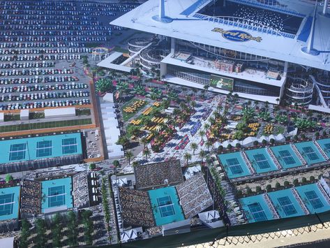 "Miami Open Will “Plant Some Ivy” At New Hard Rock Stadium Site" Tennis Court Landscape, Tennis Stadium, Basketball Stadium Design, Small Stadium, Miami Open, Sports Stadium Architecture, Tennis Magazine, Miami Open Tennis, Three Rivers Stadium