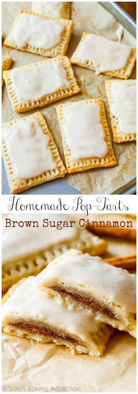 Homemade Frosted Brown Sugar Cinnamon Pop-Tarts - better than originals and are made with REAL ingredients! Homemade Brown Sugar, Homemade Pop Tarts, Pop Tart, Desserts Vegan, What's For Breakfast, Real Ingredients, How Sweet Eats, Whole Wheat, Bagels