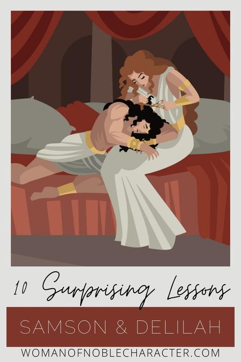 A recap of the story of Samson and Delilah in the Bible and 10 surprising lessons we can learn from their story. With scripture & questions for further study. Delilah And Samson, Sampson Bible, Delilah Name, Samson Bible Story, Samson Bible, Samson Delilah, Bible Tattoo, Samson And Delilah, Plan Quotes