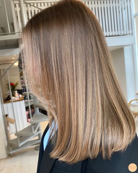 Honey Blonde Highlights Medium Length, Hair Colour Dark Blonde, Just Under Shoulder Length Hair, Natural Balayage Straight Hair, Dark Blonde Hair Straight, Bruslight Hair, Brushlight Hair Blonde, Mini Balayage, Natural Babylights