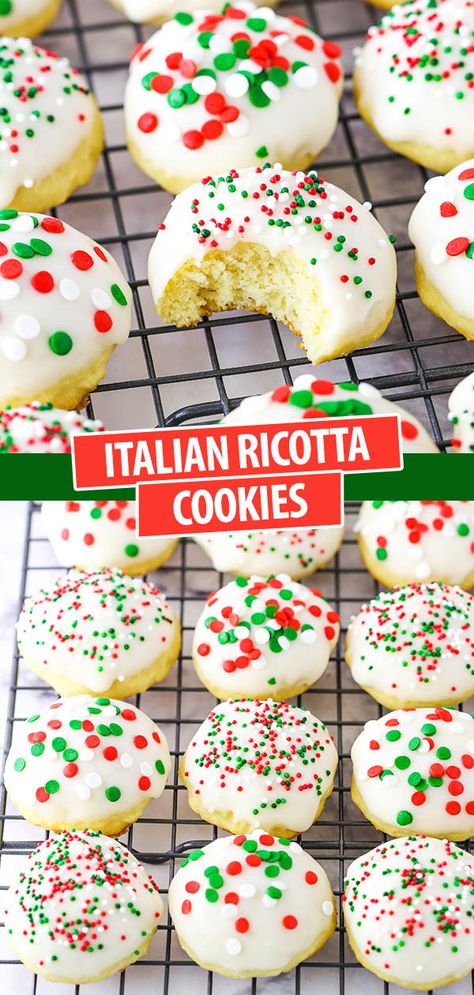 Italian Ricotta Cookies Italian Ricotta Cookies, Ricotta Cookies, Italian Christmas Cookies, Soft Cake, Italian Cookie Recipes, Easy Christmas Cookie Recipes, Cookies Ideas, Italian Christmas, Christmas Cookies Easy