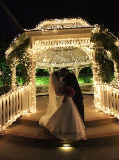 Disney Fairy Tale Weddings Gazebo Wedding Decorations, Fairytale Hair, Gazebo Decorations, Romantic Backyard, Twilight Wedding, Disneyland Wedding, Outdoor Pavilion, Gazebo Wedding, Disney Fairy Tale Weddings