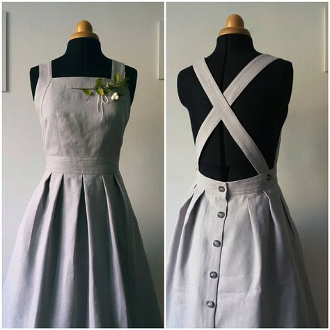 1950s Inspired Dress, Linen Apron Dress, Gaun Abad Pertengahan, Haine Diy, 여름 스타일, غرفة ملابس, Skirt Maxi, Ropa Diy, Stil Inspiration